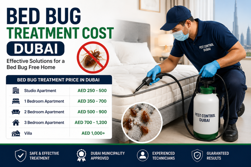 Professional bed bug treatment service inspecting a mattress in a Dubai apartment Bed Bug Treatment Cost Dubai