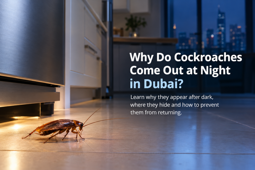 Cockroach coming out at night in a Dubai kitchen